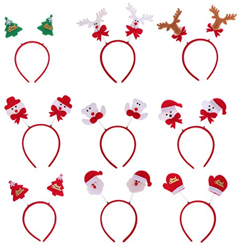 frcolor Kopfbänder von Weihnachten Santa Claus Weihnachtsbaum Antlers (Oklahoma) Bears Handschuhe Kopfbänder für Weihnachten, Set 9
