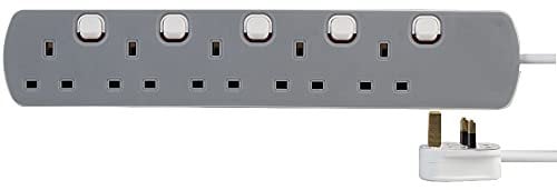 pro elec PEL00574 3 m Surge Protector with 5-Gang Switched Extension Lead, White