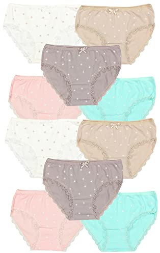TupTam Unterhosen Mädchen 10er Pack Größe 92-170 – Bequeme Unterwäsche für Mädchen aus Baumwolle, Farbe: Farbenmix 9, Größe: 140-146
