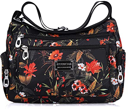 NOTAG Crossbody Taschen für Frauen Nylon Schultertasche Floral Multi-Pocket börsen und Handtaschen, Blau (Hh), Einheitsgröße