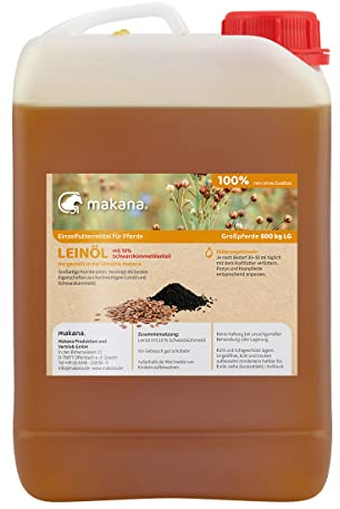 Makana Leinöl mit Schwarzkümmelölanteil für Pferde, 3 Liter Kanister