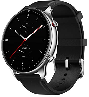 Amazfit GTR 2 Montre Connectée Homme, Trackers d'Activité 5 ATM Etanche avec GPS Intégré, 12 Modes Sportifs, 3Go Mémoire Musicale, Support Appel Bluetooth pour Iphone/Android (Inoxydable) Black Rond