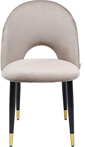 Kare Design Stuhl Iris Velvet, Beige, Esszimmerstuhl, Polsterstuhl, Samtoptik, Wohnzimmer, Esszimmer, Schlafzimmer, 84x49x54 cm (H/B/T)