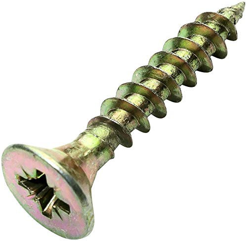 Aerzetix - C45184 - Lot de 100 - Vis à Bois - Ø5x30mm - en Acier Laitonné Métal - Tête Fraisée - à Empreinte Cruciforme Pozidriv - Couleur Laitonné