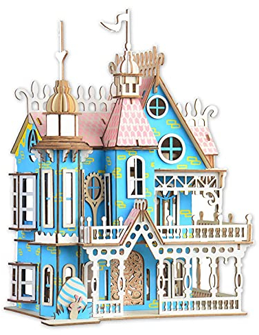 Puzzle 3D Casa delle bambole per bambini, Puzzle 3D Casa delle bambole per ragazze - Giocattoli educativi di carta per giochi Natale Compleanno Regali di Pasqua, facile da montare ,174 pezzi