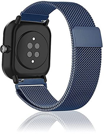 Niboow 20mm Armband für Amazfit GTR Mini/GTS 4/3/2/2e/GTR 42mm, Edelstahl Metall Uhrenarmband für Amazfit Bip 3 Pro/3/Lite/S/U Pro - Blau