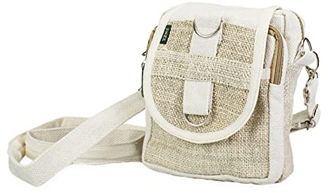 Kanchan Crafts HEMP Umhängetasche Seitentasche aus Hanf Nepal, H20/B16/T4 cm