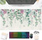 Grand tapis de souris motif feuilles d'eucalyptus aquarelle, tapis de souris XXL, vert et rouge, 80 x 40 cm, tapis de clavier printemps/été avec bords cousus, précision et caoutchouc antidérapant