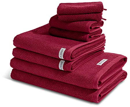 Ross - 8 teiliges Frottier-Set - Selection Bio-Baumwolle (2 X Wasch- 2 X Gäste- 2 X Dusch- 2 X Handtuch im Set) - 540 g/m2 - Baumwolle - Frottee - saugstark - weich und flauschig - Rubin