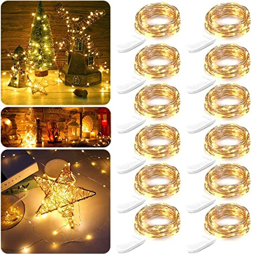 Guezuvoru Guezuvoru LED-Lichterketten, batteriebetrieben, 2 m, 10 LEDs, silberfarbener Draht, weiß, wasserdicht, Sternflasche, Lichterkette für Hochzeit, Party, Schlafzimmer, drinnen und draußen, Deko