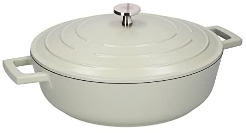 MasterClass Shallow Casserole Dish with Lid, Lightweight Cast Aluminium, Induction Hob and Oven Safe, Mint, 4 Litre/28 cm