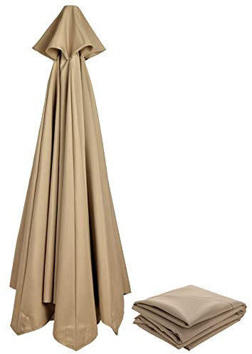 AUPSU Garden Parasol Umbrella Canopy, Patio Replacement Parasol Cover Umbrella Cover for Garden Yard Patio Deck (Roof Canopy Only)(khaki, 3M8Ribs)