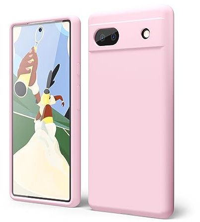 oakxco for Google Pixel 6A Phone Case Liquid Silicone, Cute Thin Slim Soft Rubber TPU Plain Smooth Gel Cover for Women Girl Aesthetic Design, Matte Solid Protective & Shockproof Bumper Grip, Pink