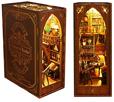 Cuteefun DIY Bookends, Buch Ecke Bücherregal Einsatz, DIY Miniatur Puppen Haus, Book Nook DIY Dekoration Machen Sie Ihre eigenen Handwerk Haus Modell Geburtstag (Zimmer Buchen)