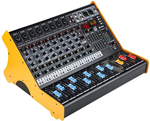 Mixers Audio 9 Channel Mixer, Dj Mixer Board Mixer Audio Bluetooth MP3 Mixer for Music With Sound Card Recording And 99 Kinds of DPS Digital Effects, Usb Audio Mixer for Karaoke Speakers