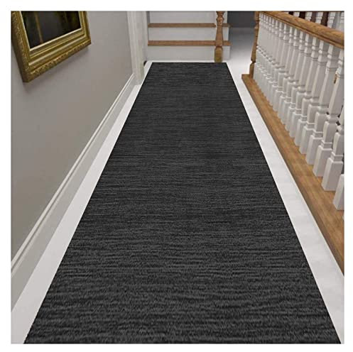 Siunwdiy Negro Alfombras Pasillo largas y Modernas Alfombra Cocina 60X220CM Lavable Antideslizante Alfombra de Poliéster Rectangular Personalizables Pasillo Entrada Sala Simplicidad Antideslizante