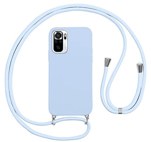 Vauki Coque pour Xiaomi Redmi Note 10 4G/10S 4G avec Cordon,Etui Silicone Souple Antichoc Housse avec Collier Bandoulière Chaîne Lanière,Téléphone Étui Case Cover de Protection, Lila