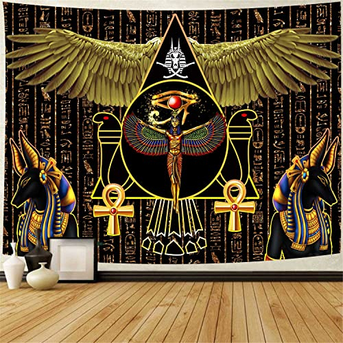 803 Wandteppich Altägyptisches Göttinnenauge Von Horus Anubis Kreuzschlange Mysteriöse Textzeichen Wandbehang Dekoration Wanddekoration Wandtuch, Für Wohnheim, Schlafzimmer, 130x150cm