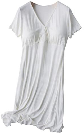 Robe de maternité - Col en V - Robe d'allaitement avec boutons - Style bohème - Élégante - En dentelle - Pour femme enceinte, Blanc #8, M