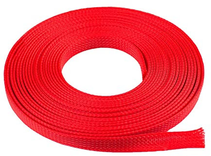 MOCNT 10mm Gaine Câble Tressée Extensible PET Manchon de Câble Fil Rangement Câble PET Cache Câble Souple Électriques Gestion Câble Flexible Protection Tube Tuyau Rouge 10 Mètres