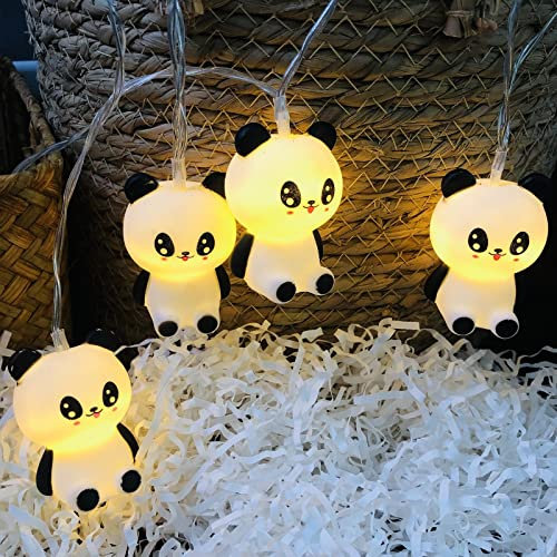 Riaxuebiy Niedlich Panda-Lichterkette, 3 m 20 LED Panda-Lichterkette, USB-betrieben, dekorativ für Innen- und Außenbereich, Schlafzimmer, Hochzeit, Party (3m/20led, Panda)