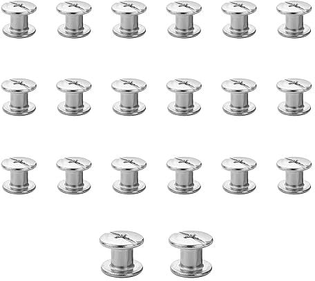 JJWNMLL 20 Sets Chicago Screw Posts, Rivet Chicago Binding Screws, Metal Rivet Replacement Repair for Bags, Collar, Harness, Luggage, Purse, Dog Lead, Backpack, Belt