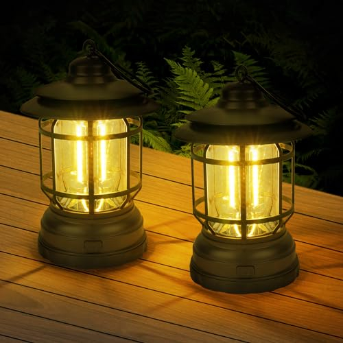 Flintronic Camping Lamp, LED Campinglampe Tragbar mit Haken, Suchscheinwerfer mit 3 Lichtmodi, Wasserdicht Notfallleuchte Für Wandern, Notfall, 2 Stück(Batterie Nicht Ningeschlossen)