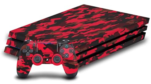 Head Case Designs Rotes Camo Tarnung Vinyl Haut Gaming Aufkleber Abziehbild Abdeckung kompatibel mit Sony Playstation 4 PS4 Pro Console and DualShock 4 Controller