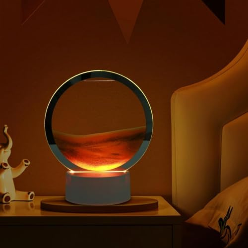 Lampe De Table D'art De Sable Mobile 3D, Lampe De Sable Mouvant Avec Télécommande Tactile À 16 Couleurs Changeantes, Veilleuse Peinture Sable De Paysage De Mer Profonde En Sablier ( Color : Yellow )