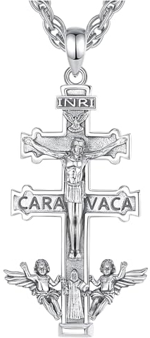 CELESTIA Collana Croce Uomo Donna Ciondolo Croce di Caravaca Argento 925 Collana Crocifisso con Catena Acciaio Inossidabile Gioielli Regalo per Pasqua, Natale, Festa del Papà