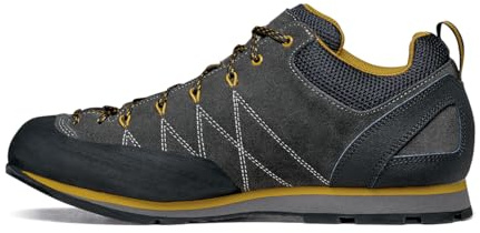 SCARPA Men's Crux Lightweight Suede Leather Approach Shoes for Hiking & Walking - Shark/Mustard - 12.5