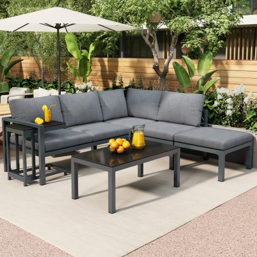 Sonneninsel Gartenmöbel Terassenmöbel Außen Gartensofa Lounge Möbel Outdoor Möbelsets Gartenlounge Outdoor Sonneninsel Lounge Gartenmöbel Gartenmöbel Loungemöbel Möbelsets Gartensofa(Dunkelgrau)