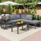 Sonneninsel Gartenmöbel Terassenmöbel Außen Gartensofa Lounge Möbel Outdoor Möbelsets Gartenlounge Outdoor Sonneninsel Lounge Gartenmöbel Gartenmöbel Loungemöbel Möbelsets Gartensofa(Dunkelgrau)