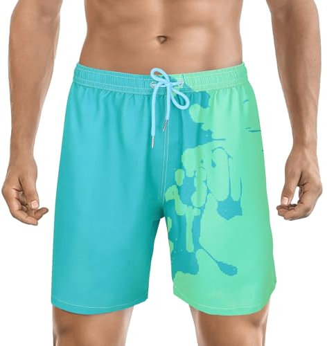 Farbwechselnde Badehose für Männer, Badehose für Herren, Sport schnell trocknend Temperatur empfindlich wechselnde Shorts (DE/NL/SE/PL, Alphanumerisch, XL, Regular, Regular, Standard, Grün und Blau)