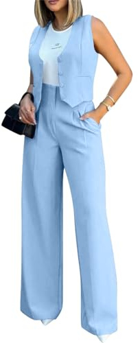 shownicer Damen Hosenanzug Elegant Business Anzug Blazer Hose 2-teilig Set Zweiteiler Slimfit Hosen + Weste Mode 2 Teiler Festlich Sportlich Streetwear Formal Festlicher Suit