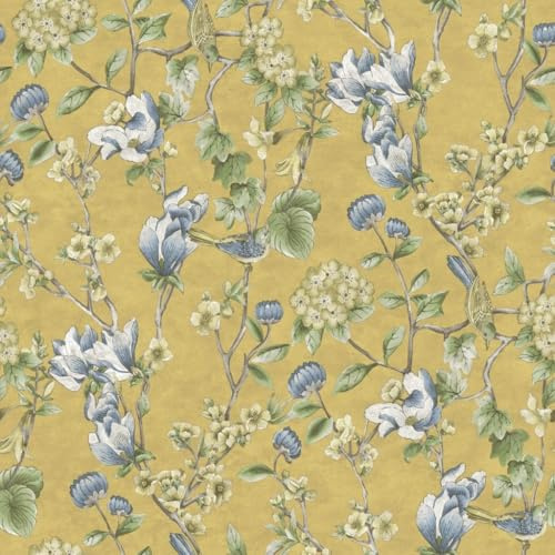 Holden Decor 13601 Papier peint Motif floral Oiseaux Ocre