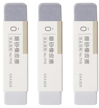 3Pcs Gray Frosted Eraser Sand Erasers Matte Eraser Ink Pen Ballpoint Pen Fountain Correction Supplies Stationery Office School Supplies for Erasing Ballpoint/Fountain Pen