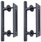 Xaztr 2 Pack Black Sliding Barn Door Handle, 30cm Double Sided Door Handle Push Pull Carbon Steel Rustic Style Hardware Set for Barn Door Gates Garages Sheds, Round