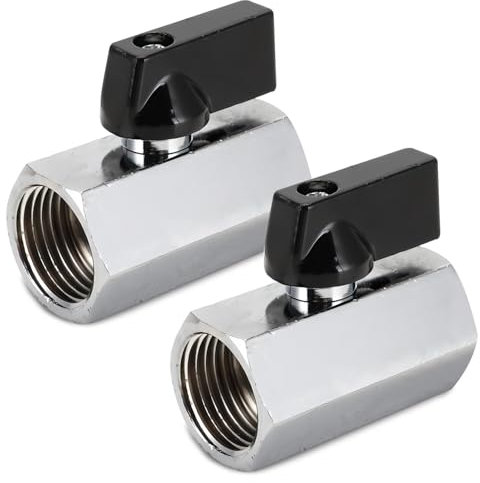 2 Stück 1/4 Zoll Kugelhahn, 1/4 IG x 1/4 IG Kugelventile, Ballonhahnschalter DN8 Absperrschalter mit Griff, 1/4 Zoll Innengewinde x 1/4 Zoll Innengewinde Kupfer Mini Kugelhahn Absperrhahn