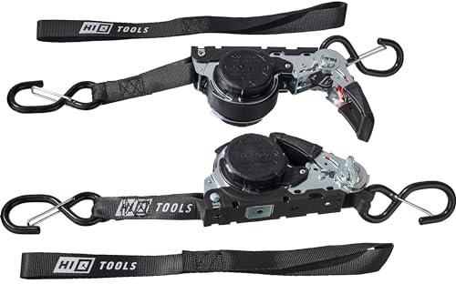 Hi-Q Tools Automatik Spanngurte 2er-Pack - S-Haken & Schlaufen - Schwarz