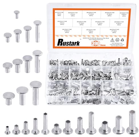 Rustark Round Flat Head Rivet Nuts Stud Rivet Semi-Tubular Silver Tone for Household Automobile Industry (M3 M4 M5 M6)