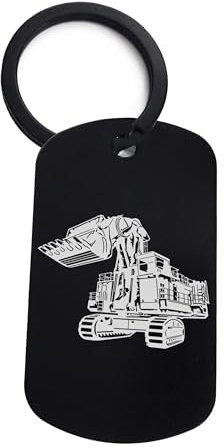 Lauthings Porte-clés en acier pour tracteur, pelleteuse, porte-clés, Noir , taille unique