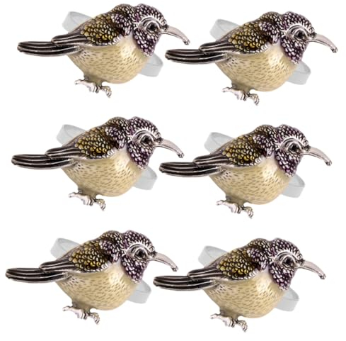 MOLUCKFU 6er Satz Serviettenringe in Vogelform Metall Serviettenhalter Serviettenverschluss Für Esszimmerdekoration