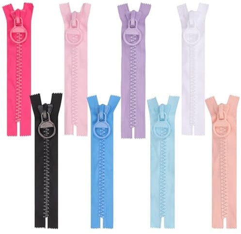 Swpeet 8Pcs #20 8 Farben Super große Kunststoff-Reißverschlüsse-Kit, riesige Reißverschlüsse zum Nähen von Zelt-Mänteln Overcoats unten Boot Cover Canvas