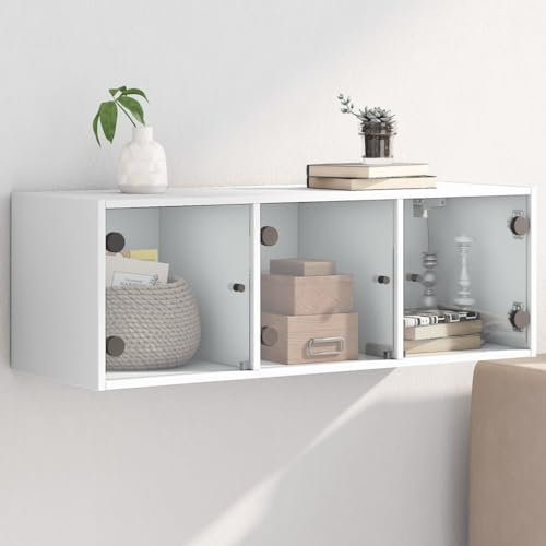 LLEZKBR Möbelstück-Hängeschrank mit Glastüren Weiß 102x37x35cm