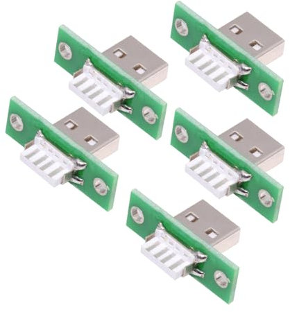 cablecc Lot de 5 connecteurs mâles réversibles OEM USB Type-A avec support sur panneau de type à souder