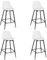 Klihome Lot de 4 Tabourets Bar, Tabourets de Bar pour Petit-Déjeuner, Tabourets de Cuisine avec Dossier, Siège Rembourré en PPet Cadre en Métal avec Repose-Pieds, Blanc, K0002BH-4