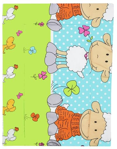 Baby Delux Wickelauflage Wickelunterlage 60x75 cm weiche Wickeltischauflage Baumwolle wasserdicht waschbar (Schaf grün)