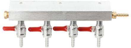 SUDEG Bierspalter, 4-Wege-Bierspalter, selbstgebrautes Biergasverteiler, Luftverteiler, CO2 Gasverteiler Verteiler für den Heimgebrauch,1/4 Zoll Widerhaken-Armaturen