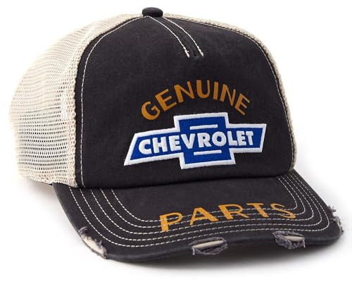AMERICAN NEEDLE Chevy Original Parts Snapback Trucker Baseballkappe, verstellbare Mütze, Schwarz, Schwarz, Einheitsgr��e
